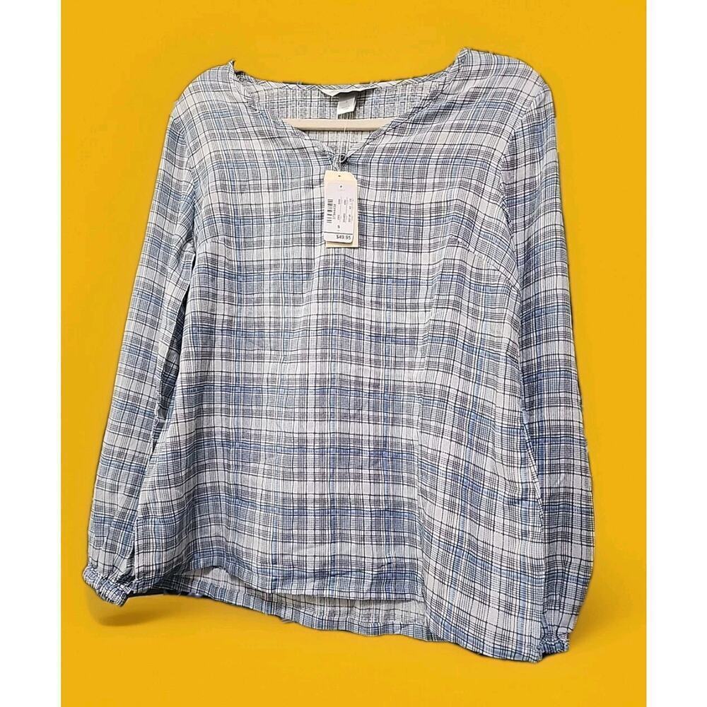 NWT C.J. Banks Womens Long Sleeve Colorful V Neck Top Blouse Shirt Small A126
